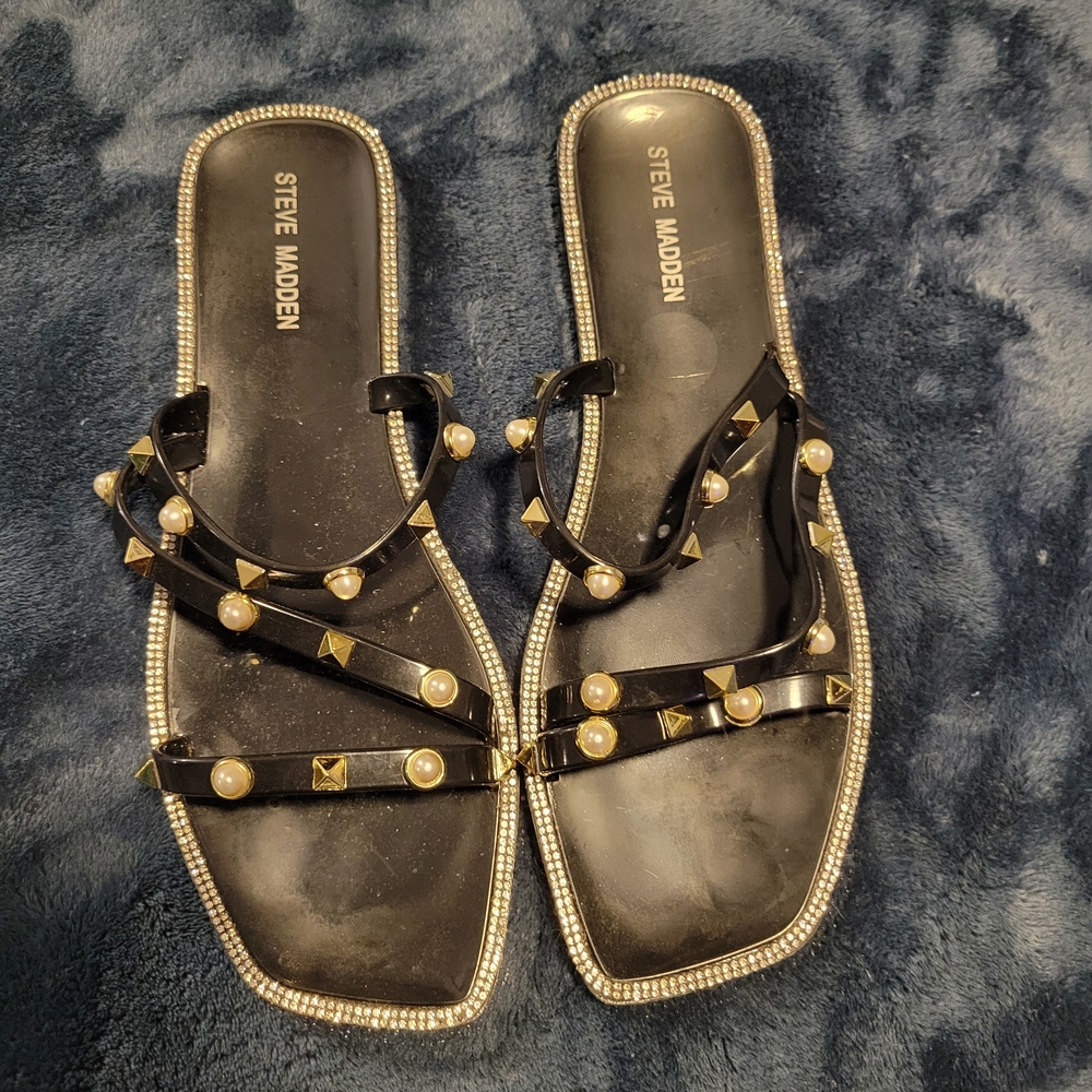 Steve Madden Black Studded Women's Sandals